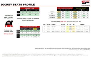 Andrew Mallyon Eagle Farm 16th August jockey stats statfreaks